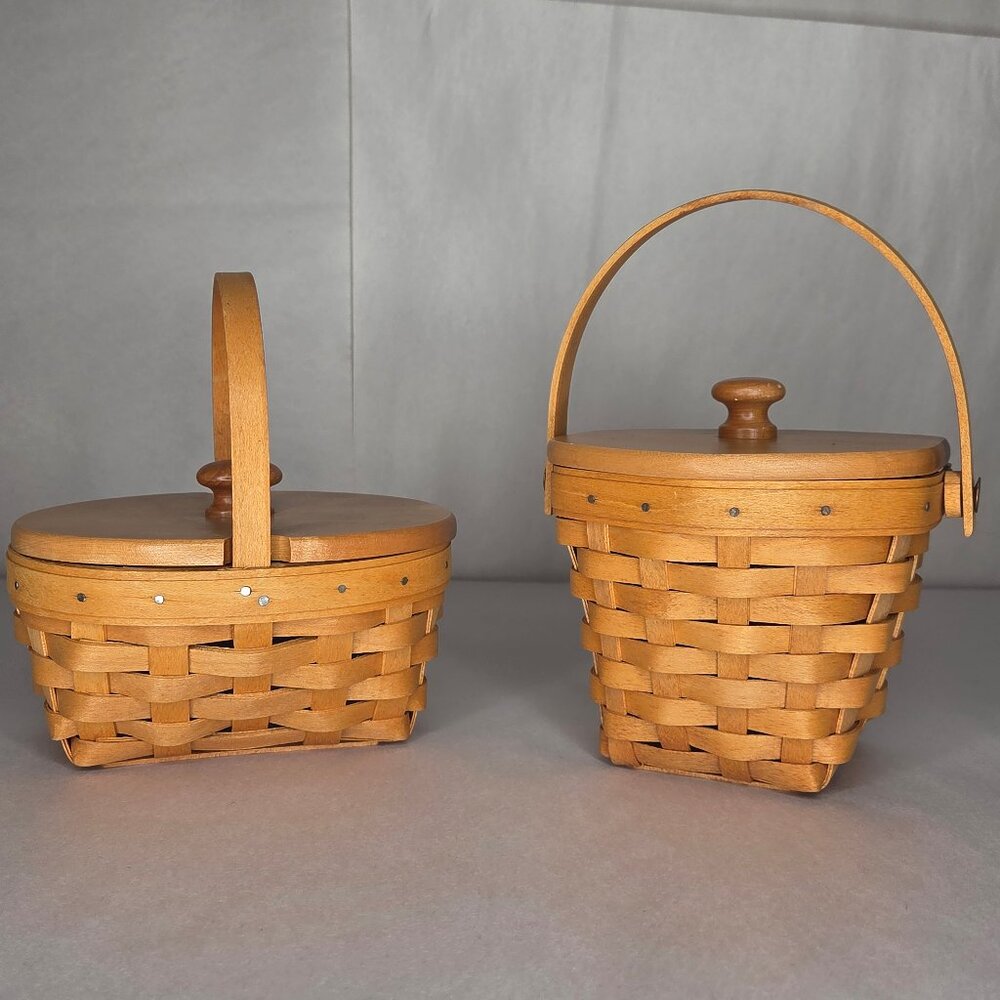 Pair of Small Longaberger baskets with Protectors & Lids